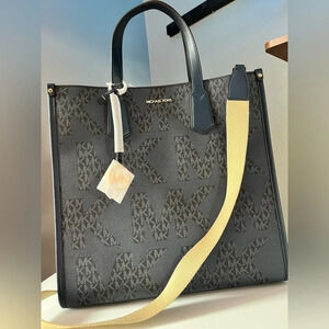 Michael Kors MK Logo Large Tote With Crossbody Strap Black NWT
